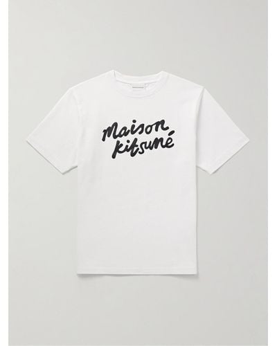 Maison Kitsuné T-shirt in jersey di cotone con logo - Grigio