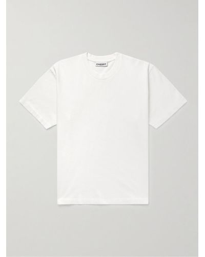 CHERRY LA T-Shirt aus Baumwoll-Jersey mit Stickerei in Stückfärbung - Weiß
