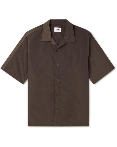 NN07 Ole 1442 Camp-collar Recycled-shell Shirt - Brown