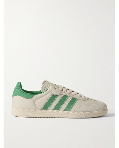 adidas Originals Pharrell Williams Humanrace Samba Suede-trimmed Leather Trainers - Green