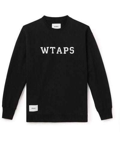 WTAPS Logo-appliquéd Cotton-jersey Sweatshirt - Black