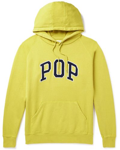 Pop Trading Co. Arch Logo-appliquéd Cotton-jersey Hoodie - Yellow