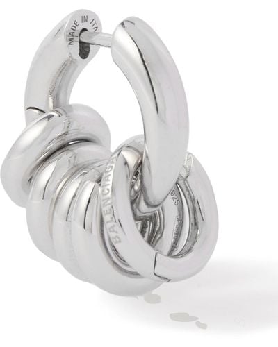 Balenciaga Force Skate Sterling Silver Single Hoop Earring - Metallic