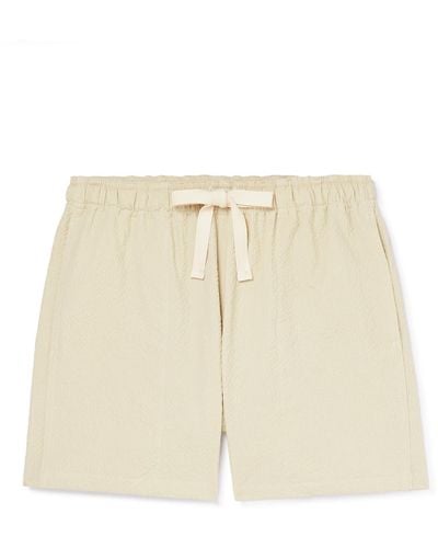 Howlin' Holidays Straight-leg Cotton-blend Seersucker Drawstring Shorts - Natural