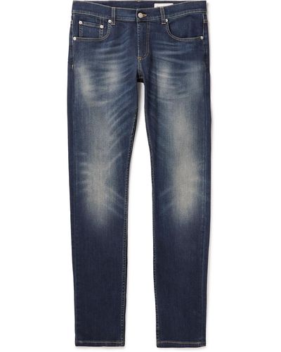 Alexander McQueen Graffiti Straight-leg Logo-embroidered Jeans - Blue