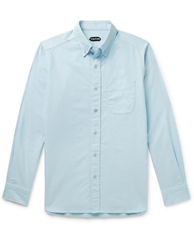 Tom Ford Button-down Collar Cotton Oxford Shirt - Blue