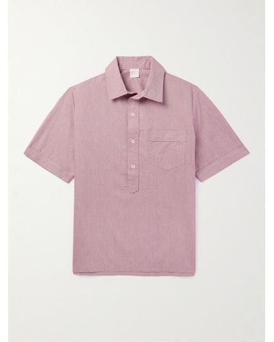 Loretta Caponi Cotton Half-placket Shirt - Pink