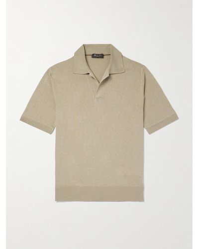 Loro Piana Silk And Linen-blend Polo-shirt - Natural