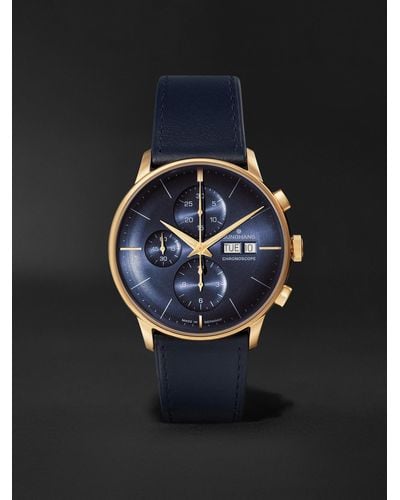 Junghans Meister Chronoscope 40,7 mm Uhr aus Edelstahl mit PVD-Beschichtung - Blau