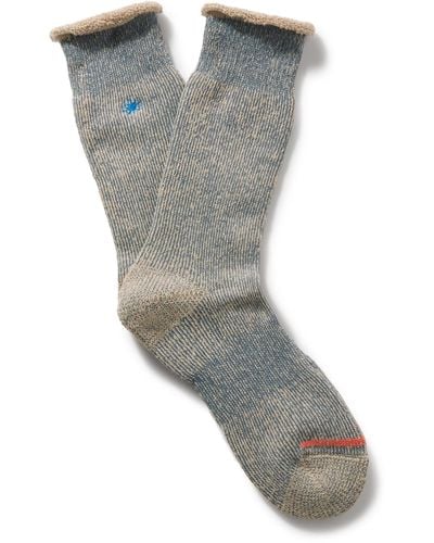 Anonymous Ism Gohemp Embroidered Ribbed Hemp-blend Socks - Gray