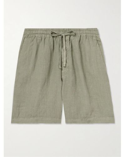Altea Samuel Straight-leg Linen Drawstring Shorts - Green