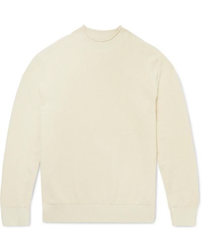 Sunspel Ribbed Cotton Mock-neck Sweater - Natural