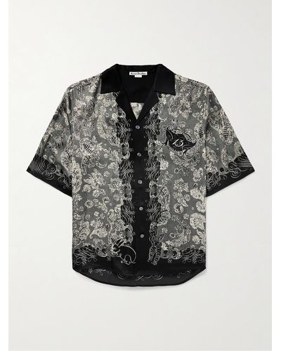 Acne Studios Sowen Camp-collar Printed Satin Shirt - Black