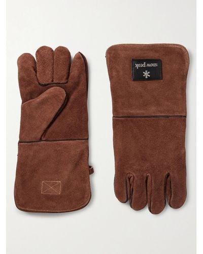 Snow Peak Fire Side Handschuhe aus Veloursleder mit Logoapplikation - Braun
