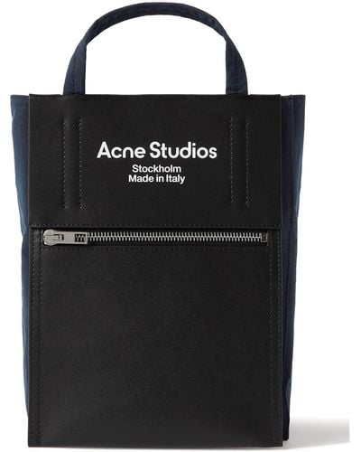 Acne Studios Baker Out Small Logo-print Leather And Nylon Tote Bag - Black