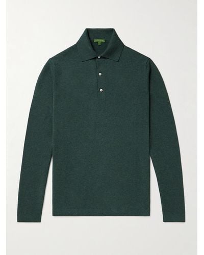 Sid Mashburn Rally Cotton And Cashmere-blend Polo Shirt - Green