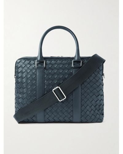 Bottega Veneta Borsa da lavoro in pelle con motivo Intrecciato - Blu