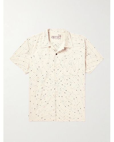 Kardo Convertible-collar Embroidered Cotton Shirt - Natural