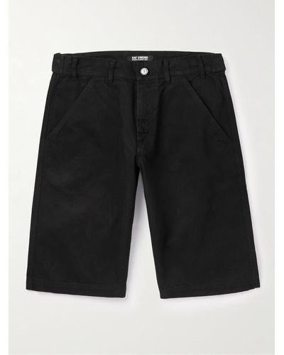 Raf Simons Skate Straight-leg Leather-trimmed Denim Shorts - Black