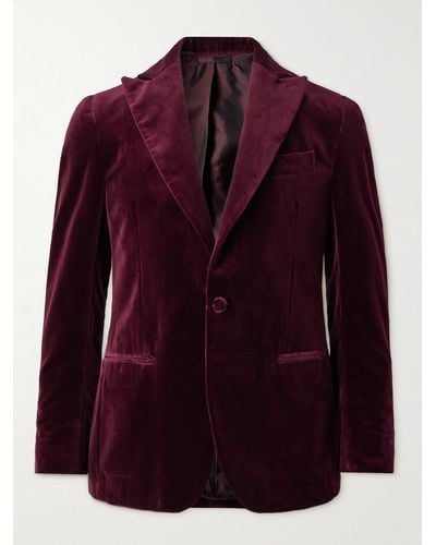 De Petrillo Bovio Cotton-velvet Tuxedo Jacket - Purple
