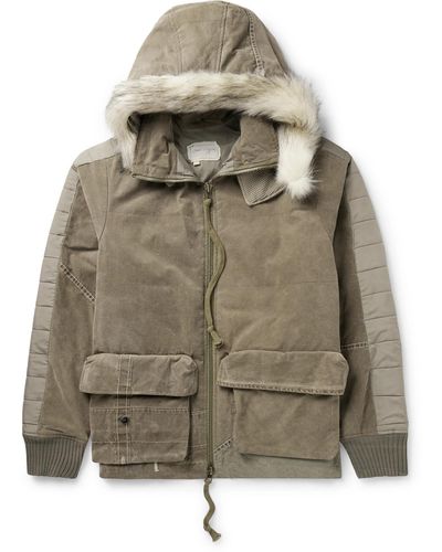 GREG LAUREN Canvas-Trimmed Checked Wool-Blend Tweed Hooded Jacket for Men