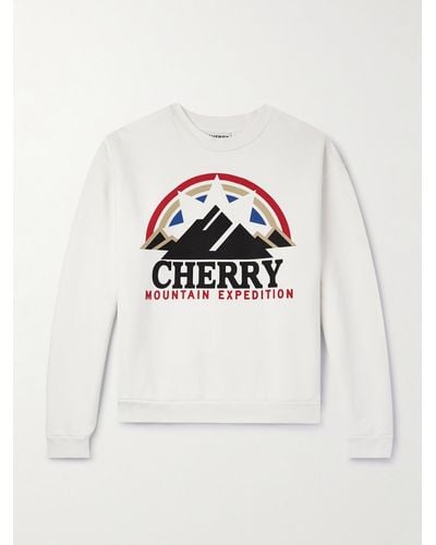 CHERRY LA Felpa in jersey di cotone con logo Mountain Expedition - Bianco