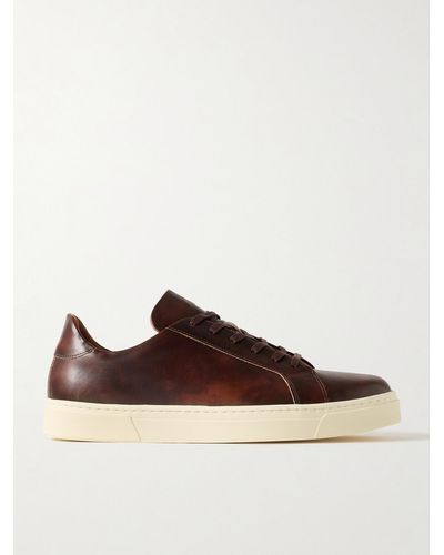 George Cleverley Jack Ii Burnished-leather Trainers - Brown