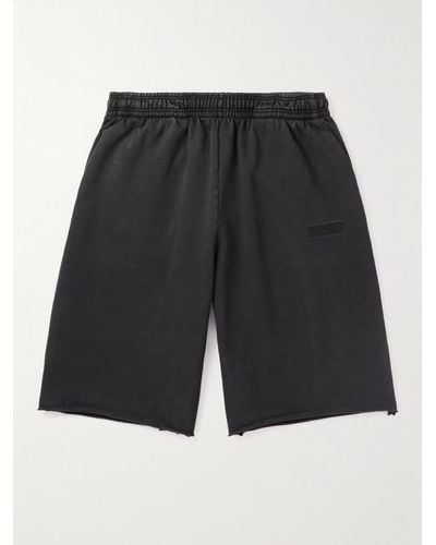 Vetements Gerade geschnittene Shorts aus Baumwoll-Jersey mit Logostickerei - Schwarz