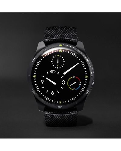 Ressence Type 5bb Automatic 46mm Dlc-coated Titanium And Leather Watch - Black