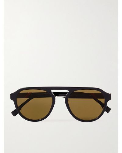 Fendi Diagonal Pilotensonnenbrille aus Azetat mit silberfarbenen Details - Braun