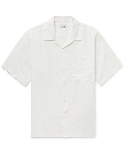 NN07 Julio 5706 Convertible-collar Linen Shirt - White