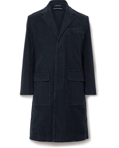 Drake's Slim-fit Cotton-moleskin Overcoat - Blue