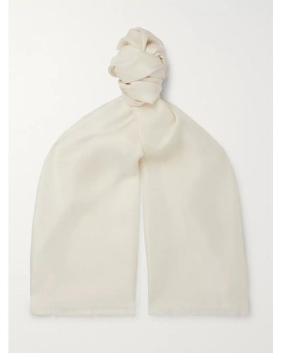 Favourbrook Fringed Silk Scarf - Natural