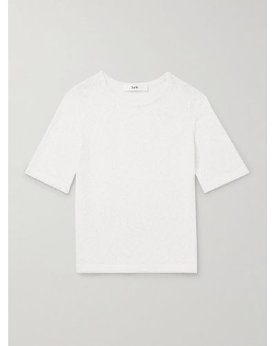 Séfr Tolomo Oversized Textured Cotton-blend T-shirt - White