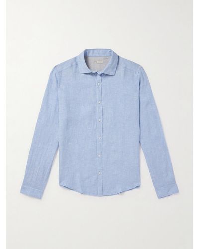 Onia Spread-collar Linen Shirt - Blue