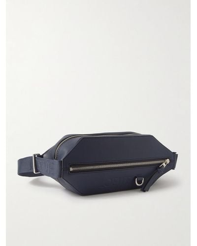 Loewe Logo-debossed Leather Belt Bag - Blue