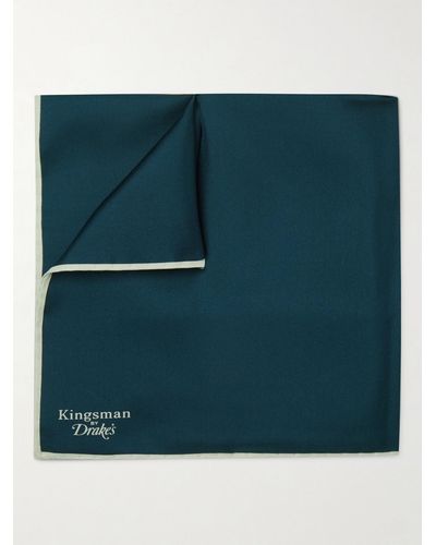 Kingsman Drake's Silk Pocket Square - Blue