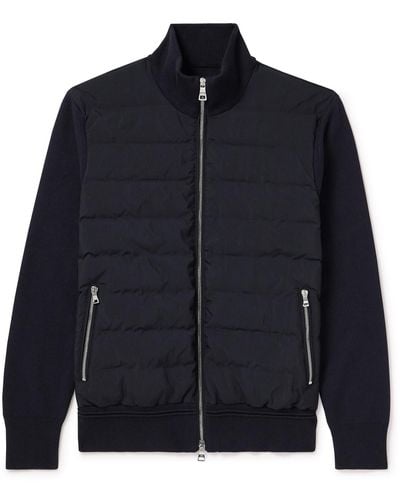 MR P. Shell And Knitted Cotton Padded Down Jacket - Blue