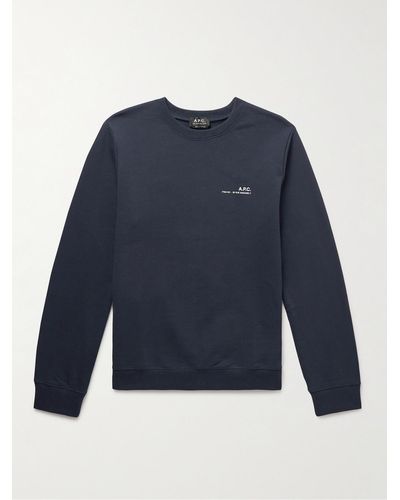 A.P.C. Item Sweatshirt aus Baumwoll-Jersey mit Logoprint - Blau
