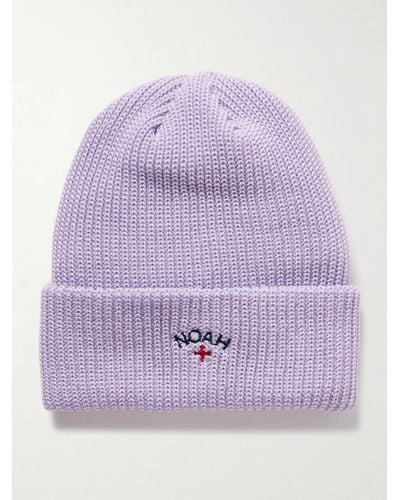 Noah Core Logo-embroidered Ribbed-knit Beanie - Purple