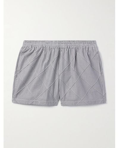 Bottega Veneta Straight-leg Mid-length Striped Seersucker Swim Shorts - Grey