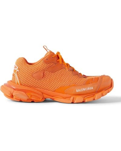 Balenciaga Track.3 Distressed Mesh And Nylon Sneakers - Orange