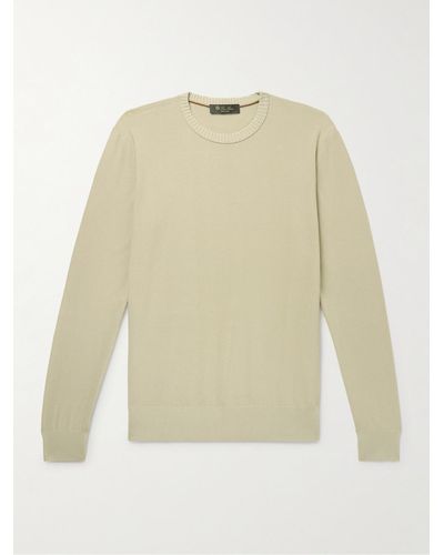 Loro Piana Cotton And Silk-blend Piqué Sweater - Natural