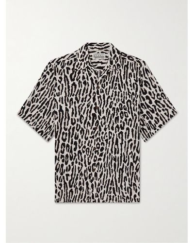Wacko Maria Camp-collar Leopard-print Woven Shirt - Natural
