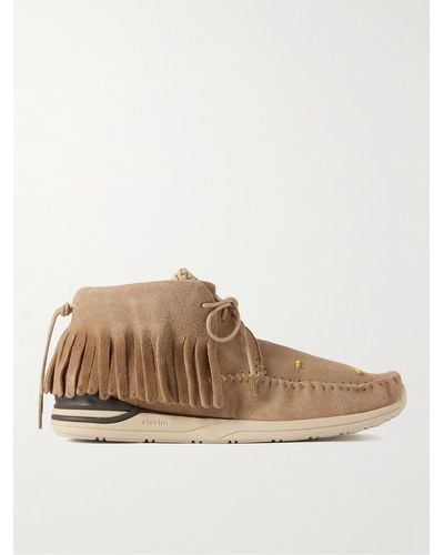 Visvim Shaman-Folk Desert Boots aus Veloursleder mit Fransen und Zierperlen - Braun