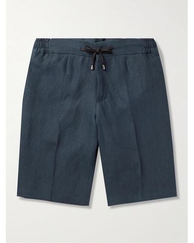 De Petrillo Straight-leg Linen Drawstring Shorts - Blue