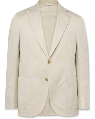 De Petrillo Slim-fit Cotton-blend Suit Jacket - Natural