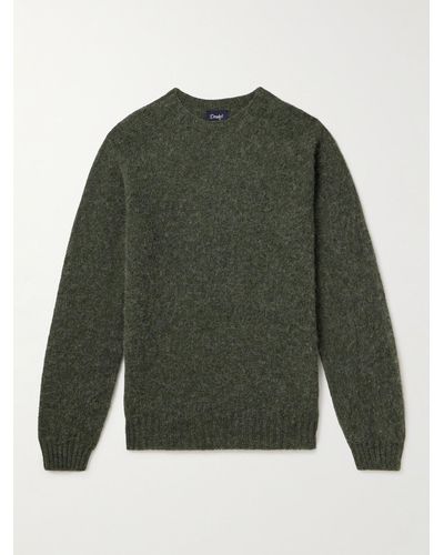 Drake's Brushed Shetland Wool Jumper - Green