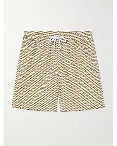 Frescobol Carioca Copacabana Straight-leg Long-length Printed Recycled Swim Shorts - Natural