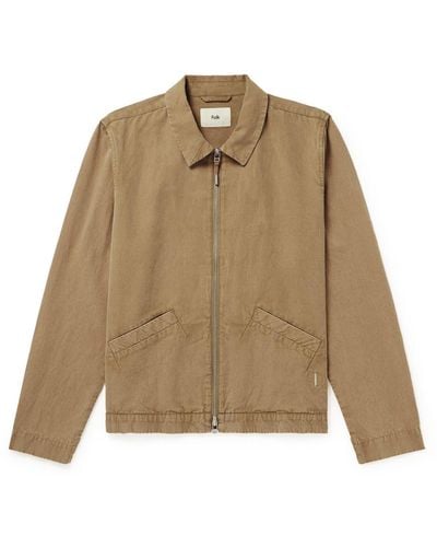 Folk Signal Cotton And Linen-blend Canvas Blouson Jacket - Natural